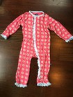 EUC Kickee Kicky Pants Sleeper Pajamas 12-18 Rose Pink Beach Balls Baby Girls
