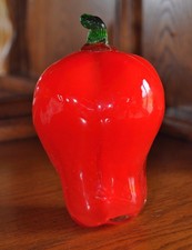 Murano Style Glass Decorative Hand Blown Red Bell Pepper 5 1/2" Life Like