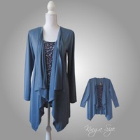 2-in-1 Shirt / Tunika / Longjacke - Jersey in Zipfel-Form Gr.40 – 42 NEU