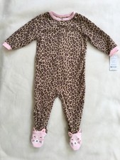 Carter's 12 Months Girl Fleece Footed Pajamas PJs Blanket Sleeper Leopard NWT