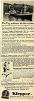 Klepper Faltboot Werke Rosenheim KLEPPERBOOT & ZELT Historische Reklame von 1929
