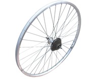 Hinterrad 28" Laufrad mit Zahnkranz Shimano 7 fach Hohlkammerfelge silber geöst