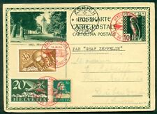 Switzerland 1930 Swiss Flight, w/better airmails C4,6 tied on 10c postal card