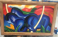 Die großen blauen Pferde von Franz  Marc | 40 X 70 cm | Ölgemälde Nach Gemalt