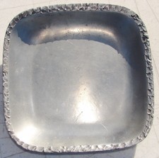 Perletinn Pewter Square Small Tray Scalloped Edge made in Norway Vintage