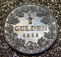 Frankfurt-Stadt 1/2 Gulden 1838,vorzüglich,hübsches Stück