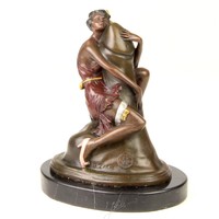 BRONZE FRAU AKT SKULPTUR EROTIK PHALLUS signiert BRUNO ZACH bunt