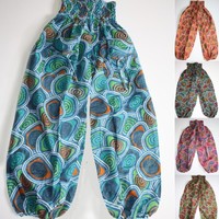 Bunte RETRO-Hose Pluderhose Pumphose indien goa hippie FLOWER POWER 70'er