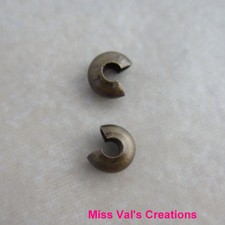 100 antique brass plated jewelry crimp bead cover findings 4mm