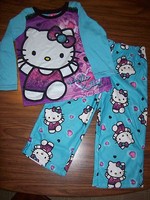 Girls HELLO KITTY 2-Pc Pajamas - Size 4 - NEW NWT MSRP $35  PURPLE & AQUA