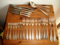 Besteck versilbert 90er, 25 teilig, Solingen, Zwilling, Jugendstil, ca. 1250 Gr.