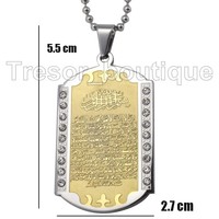 Quran Halskette Sure Ayetel Kürsi Vergoldet Islam Edelstahl Ayatul Kursi Allah 