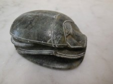 Green Jade Hand Carved Scarab Beetle Bug Figurine Hieroglyphics Egyptian