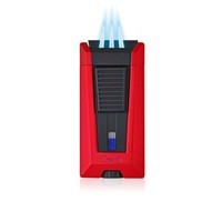 Colibri Zigarrenfeuerzeug Stealth Triple / 3er Jet / Rot Metallic / Black
