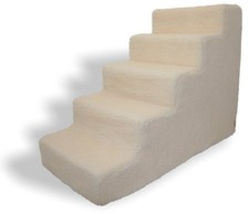 Best Pet Supplies Bps - 5-step Foam Pet Stairs/Steps - White Lambswool