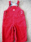 boys RED CORDUROY BIB OVERALLS snowflake WINTER pants TALBOTS KIDS 6 months