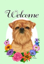 Garden Indoor/Outdoor Welcome Flag (Flowers) - Brussels Griffon 631281