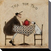 Sam Toft -Herrchen Hund Tee Poster Leinwand-Druck (40x40cm) #64324