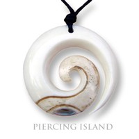 Tribal Amulett Anhänger mit Band Kette Maori Koru Spirale PB144