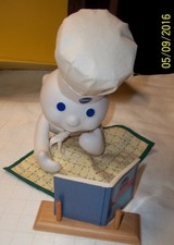 Pillsbury Doughboy Ceramic Figure.Arms movable. 8".Beautiful.Hat/MatCookb ook