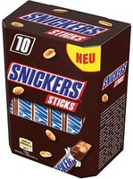 (100g=1,39€) Snickers Sticks - 10 Mini Schokoriegel - Schokolade - 215 Gramm