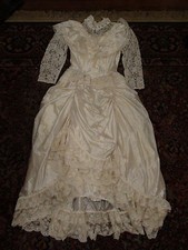 Vintage 1980 Jessica McClintock Victorian Style Ivory Lace Wedding Dress Size Xs