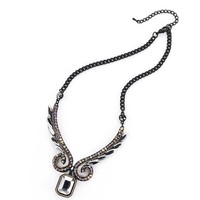 Vintage Halskette mit Kristall-Steinen und facettiertem Glas-Stein Steampunk