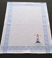 Gestickter Leuchtturm Seefahrt Waffelpiqué Geschirrtuch Kracht 50x70 Baumwolle
