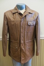 Vintage 60’s Sears Fieldmaster Mens Brown Leather Zip Jacket, 42 R