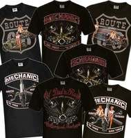 Mechaniker Mechanic Route 66 Vintage Auto Pinup Girls Shirtmatic T-Shirt bis 5XL