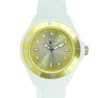 s.oliver Damen Uhr Silkon Armbanduhr weiß gelb metallic SO-2701 UVP 39,95 €