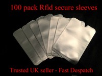 100 X RFID Secure Sleeves For Bank/Credit/Debit/ Cards Security Protector Case