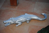 TOP Krokodil Alligator 70cm Garten Gartenfigur weiss  Gartenkrokodil Dekoration