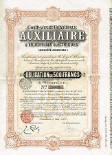 Belgium Electrical Business Auxillary Company stock certificate 1909