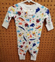 GUC HANNA ANDERSSON Infant 1 Piece Zip Front Pajamas Animal Print Sz 50cm 0/6M