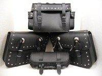 Motorrad Satteltaschen+Werkzeugtasche+Sissybartasche Echt Leder Set 54