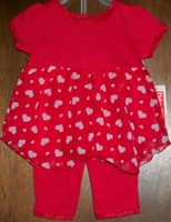 Girls Pant Set sz 18mos FISHER-PRICE Red/Lace & White Hearts Cotton/Poly NWT   