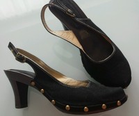 bpc Slingback Riemchenpumps Pumps ca. 8 cm hoch Nieten schwarz  Gr. 41 