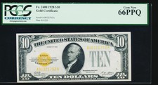 Ac 1928 $10 Gold Certificate Pcgs 66 Ppq Fr 2400