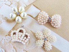 8 Pearl & Crystal Rhinestone Jewel Piece Craft/Accent/Bead/Princes s/Trim E60-Mix