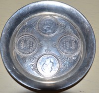Edler Silberteller Schale aus Silber 800er mit 200 Reis Münzen Silberschale 