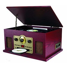Record Player With Speakers Turnatable Portable Radio Classic CD Vintage Casette