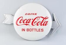 Coca Cola Tin Button Sign with Arrow. Lot 1770