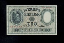 Sweden 10 Kronor 1945 Pick # 40f Au Banknote.