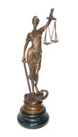 G56: Elegante Bronzefigur Justitia, Justizia Göttin der Gerechtigkeit