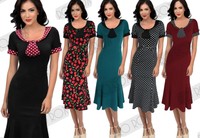40s 50s Vintage Style Dress Hourglass Trumpet Tea Party Dinner Cocktail Polka