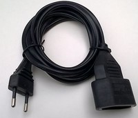 2m SCHWARZ EUROVERLÄNGERUNG EURO  VERLÄNGERUNG EUROSTECKER EUROKUPPLUNG KABEL 