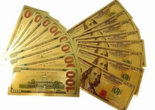 100pcs $100 new dollar Gold Foil Golden Usd Paper Money Banknotes Crafts Unc