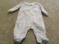 Faded Glory Infant Girls White Pink Green Nordic Pattern Pajamas Sleeper 0 3 mon