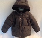 ZARA Boys 2-3 Y 98 Gray Herringbone Tweed Puffer Jacket Vest Fleece Wool Blend